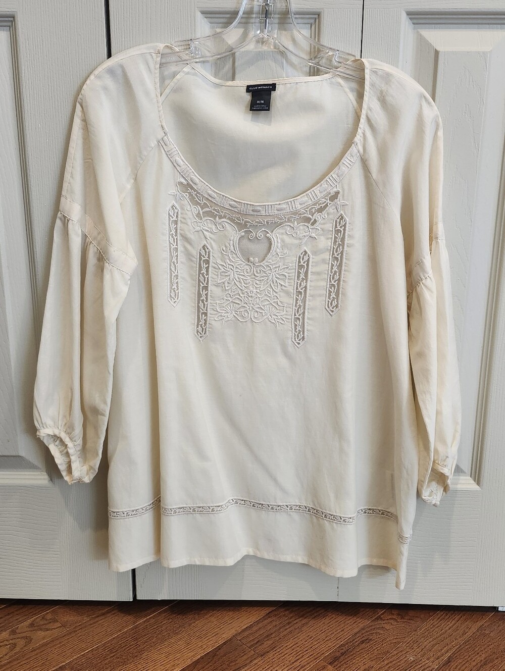 Club Monaco ivory embroidered applique women's SP/SU Anna shirt blouse MEDIUM